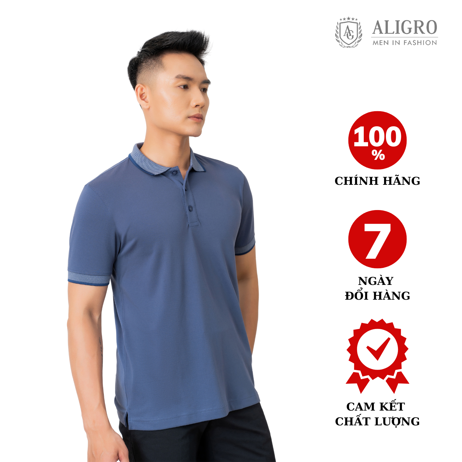 Áo Polo nam cộc tay màu xám ALGPLO28