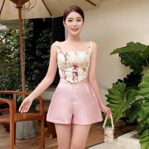 RECHIC Áo Kiểu Lavy dáng corset hai dây gợi cảm sang trọng