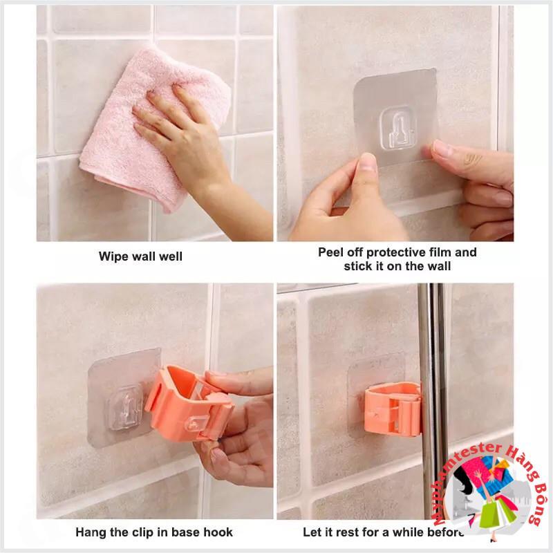 Móc treo chổi nhựa dán cường lực