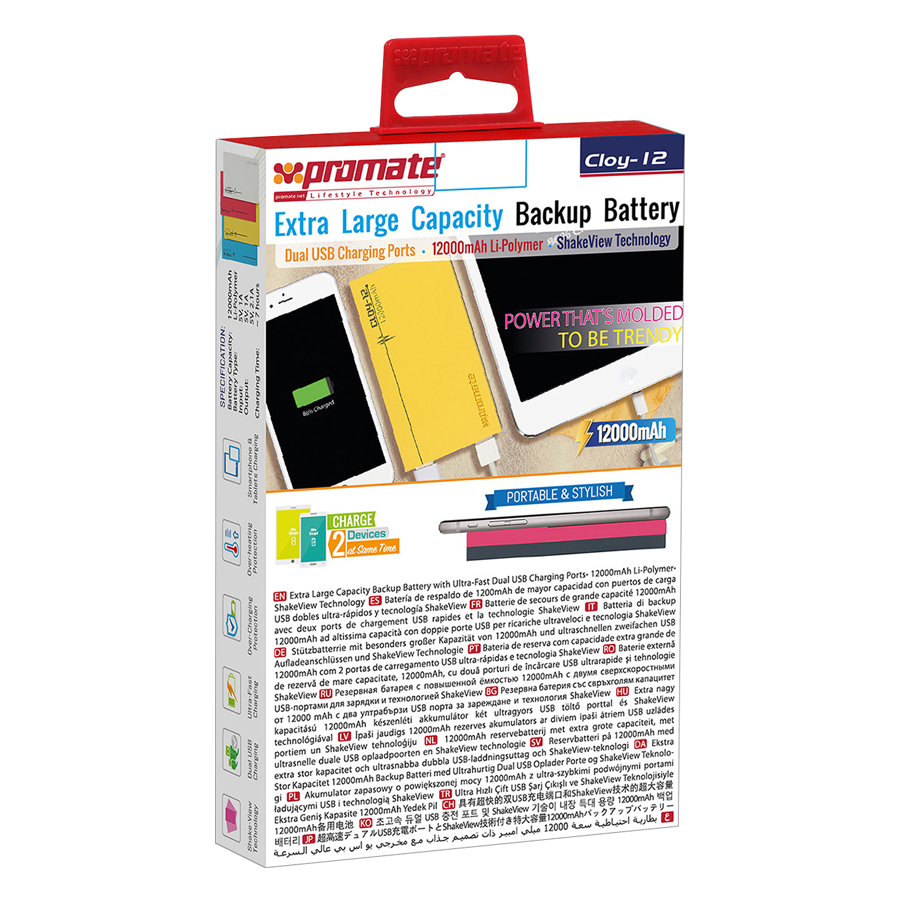 Sạc dự phòng Promate Cloy-12 12.000mAh