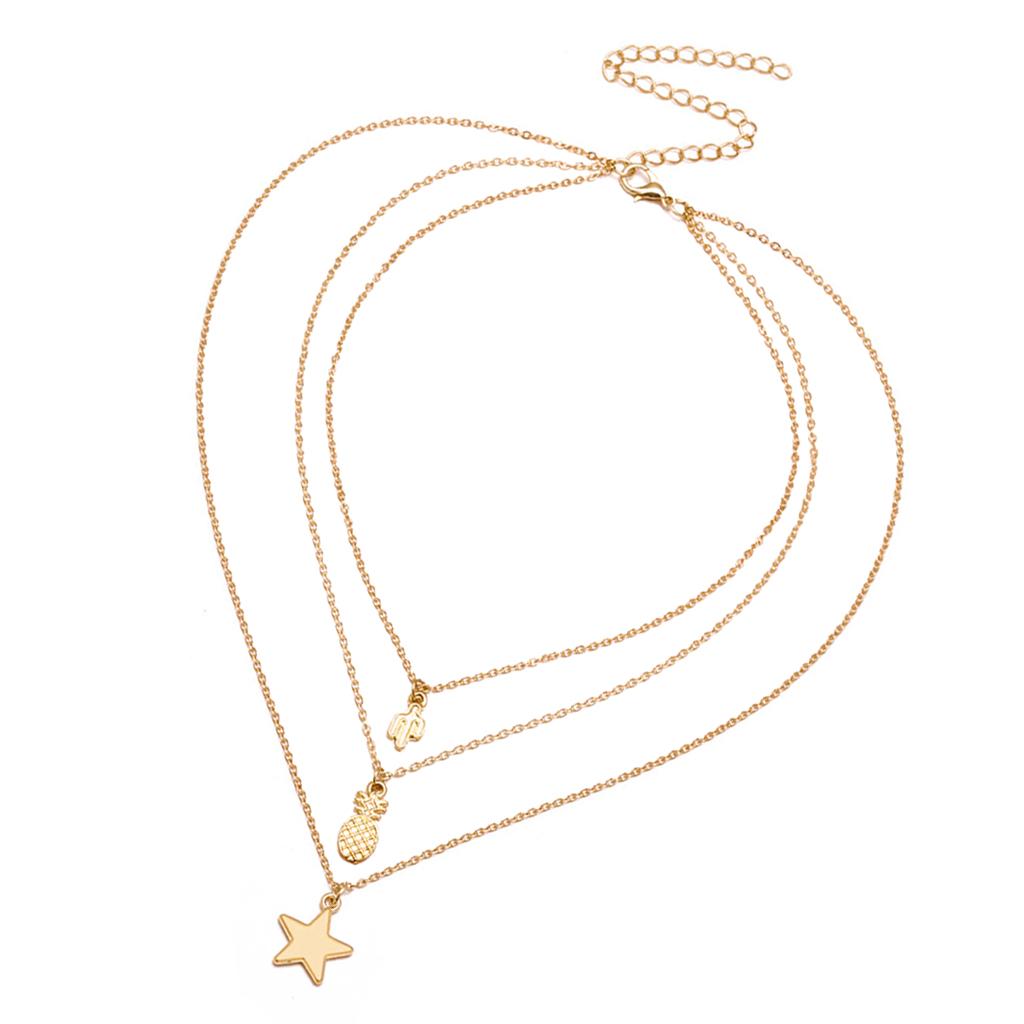 Women Fashion Multilayer Clavicle Chain Choker Necklace Star Charm Pendant