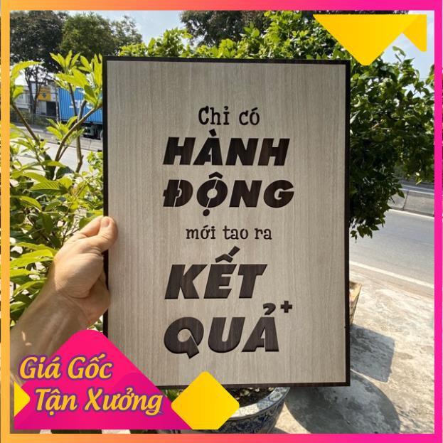 Tranh treo tường bằng Gỗ handmade khắc laser chữ slogan tạo động lực