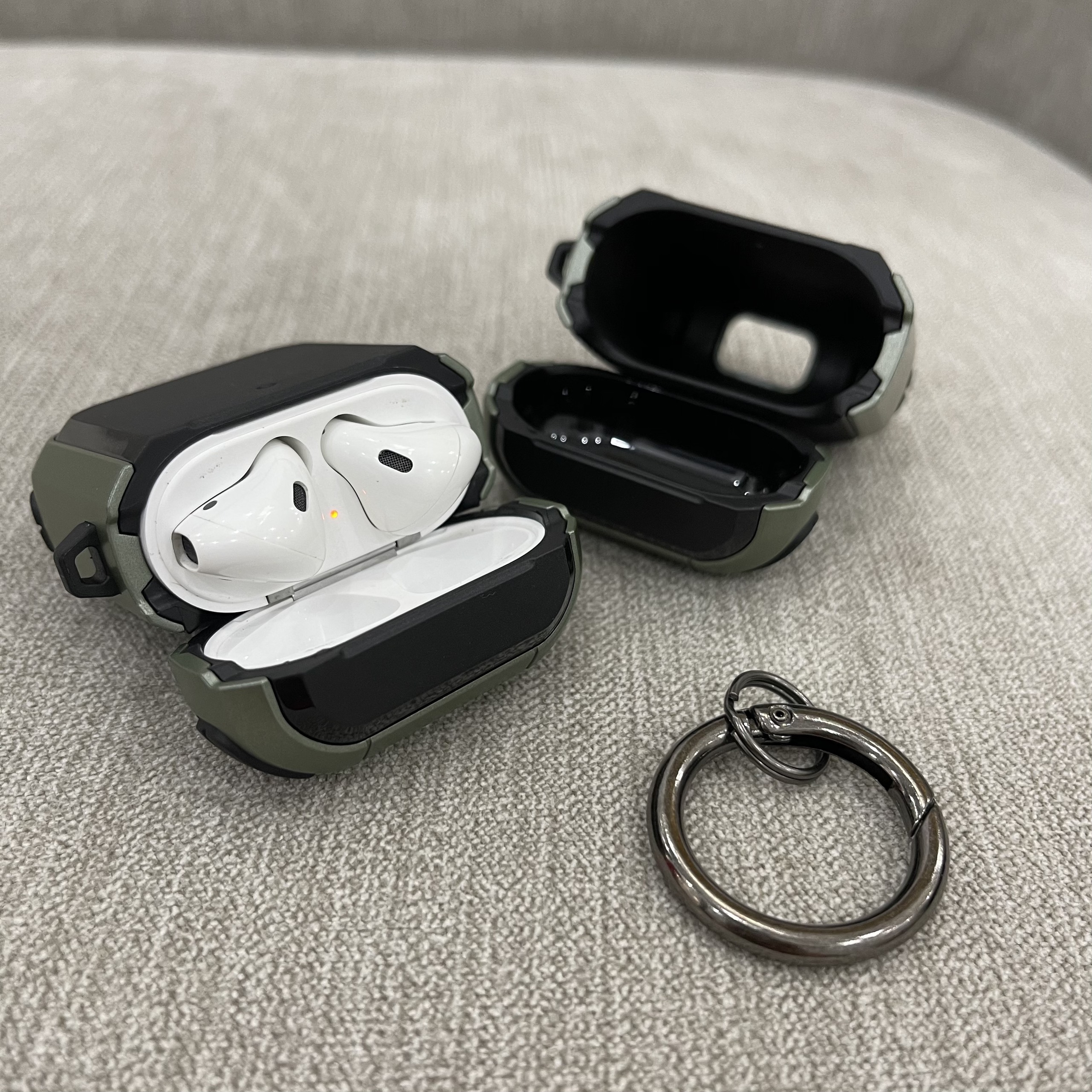 Case Chống Sốc 360 Độ Cho Airpods 1 / Airpods 2 - Màu Đen Viền Xanh Rêu