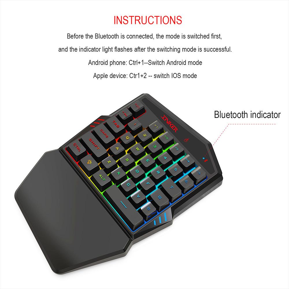 HXSJ K88 BT 4.2 Keyboard Mouse Combo Wireless 35-Key Keyboard Wired Gaming Mouse 3200DPI 7 Buttons LED Optical Computer