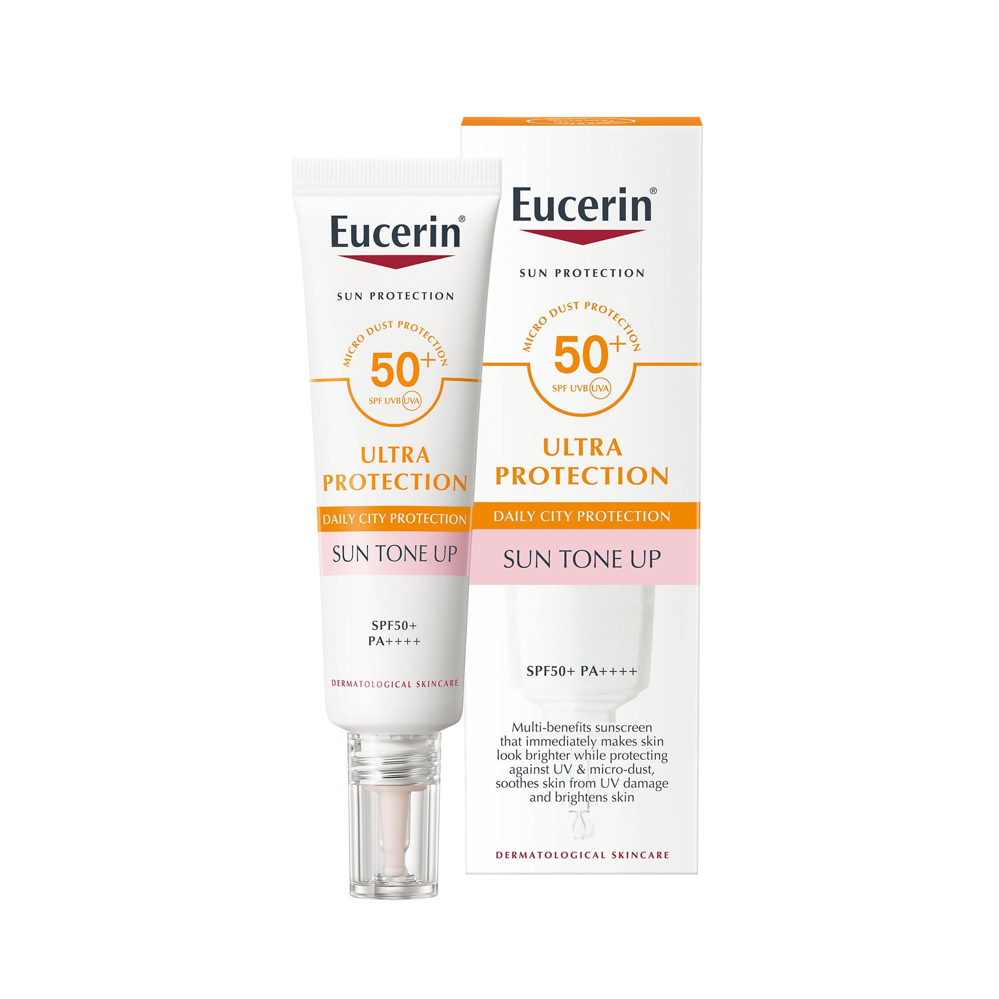 Tinh chất chống nắng Eucerin Ultra Protection Sun Tone Up SPF50 50ml - nâng tone, giúp sáng da tức thì