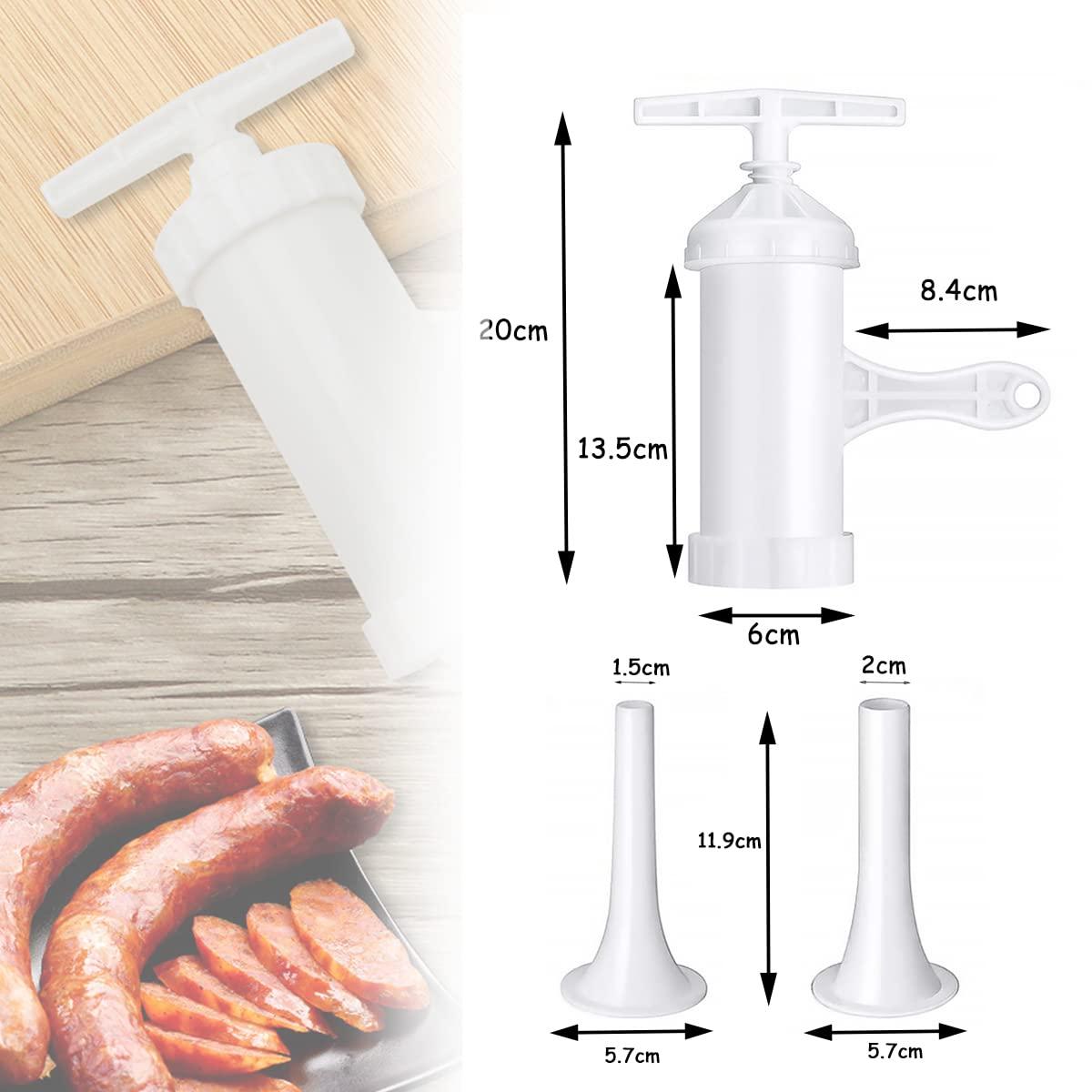 Máy làm đầy muối, xúc xích đẩy, phễu làm đầy xúc xích, ống làm đầy, máy xúc xích, với 2 phễu thịt băm nhỏ, làm xúc xích