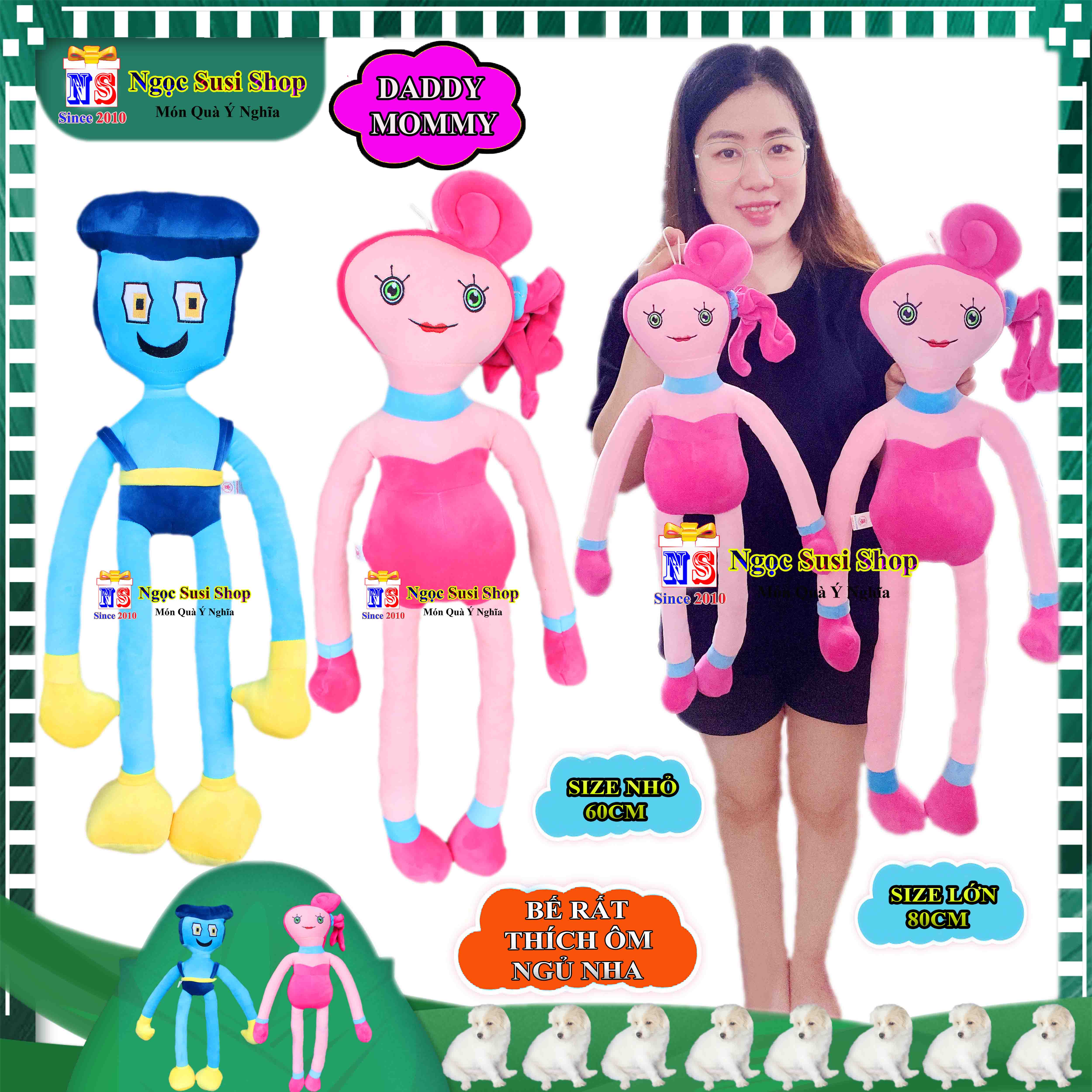 GỐI ÔM THÚ BÔNG MOMMY LONG LEGS DADDY LONG LEGS HUGGY POPPY SIÊU ĐÁNG YÊU CHO BÉ ÔM NGỦ - THÚ BÔNG MOMMY DADDY