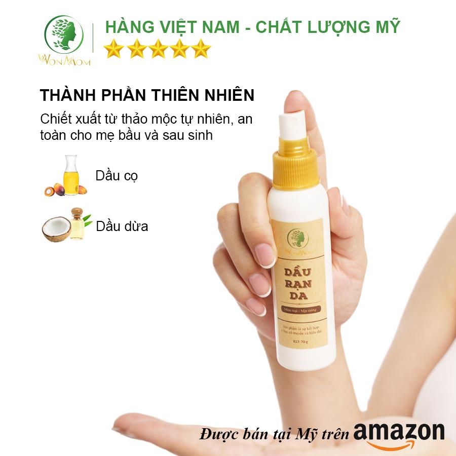 Bộ đánh bay thâm rạn, dưỡng trắng toàn thân Wonmom ( 1 Dầu rạn + 1 Kem sữa nghệ toàn thân )