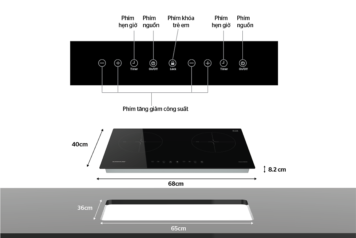 Bếp Đôi Điện Từ Cảm Ứng Sunhouse SHB8100 - Hàng Chính Hãng