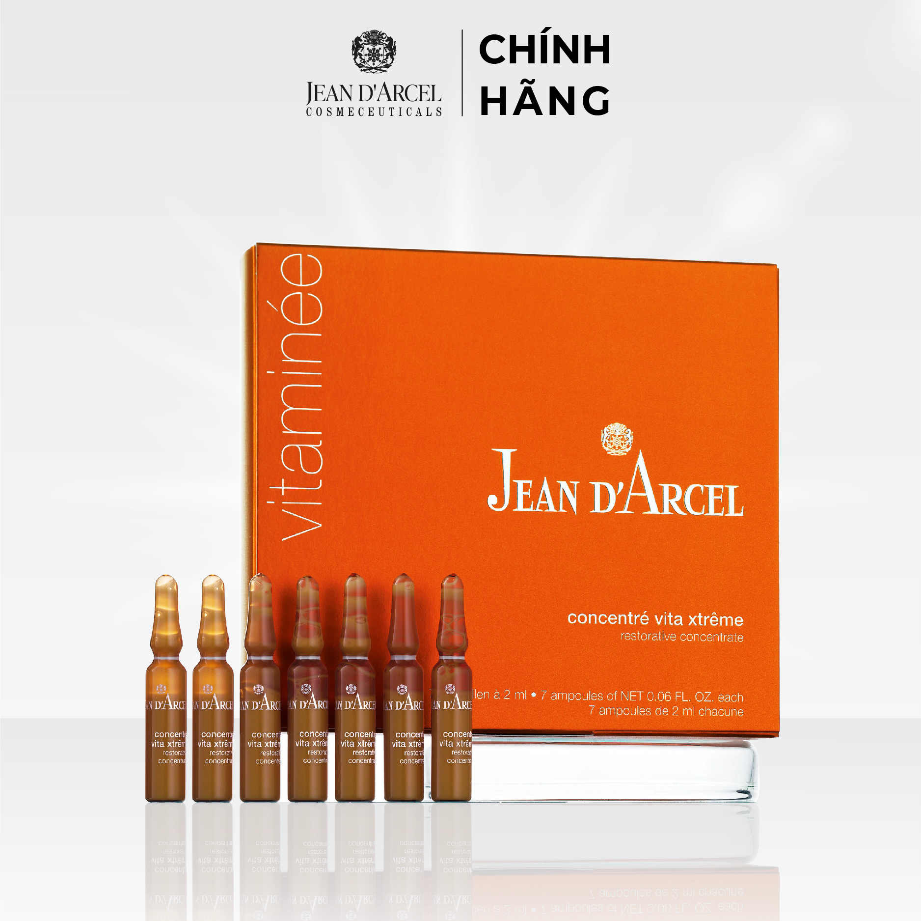 J35 Huyết thanh Vitamin làm tươi mới, trắng sáng da - Restorative Concentrate Hộp (7 ống x 2ml)  - Jean d'Arcel