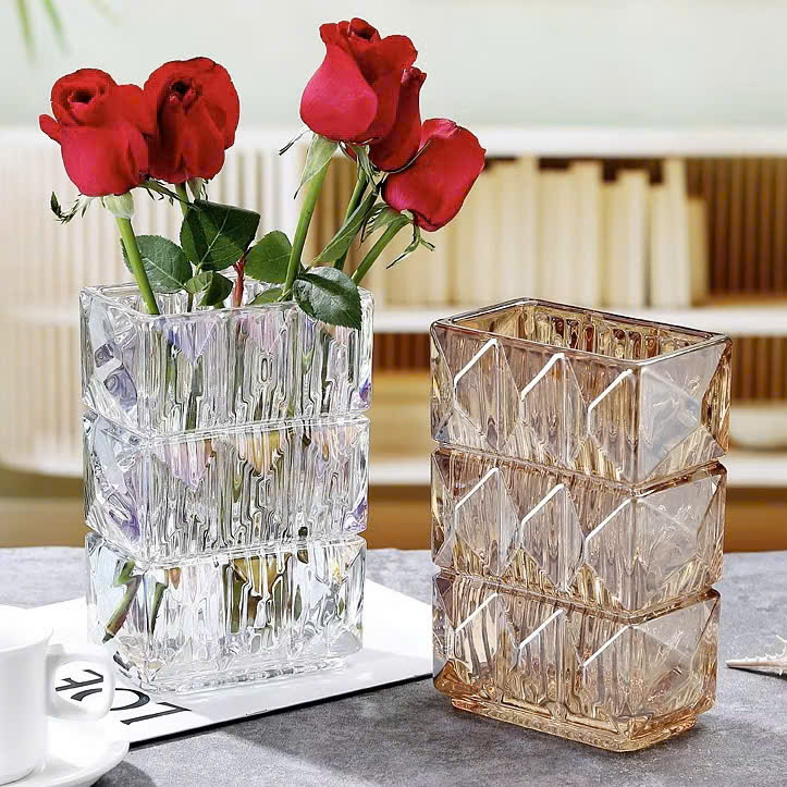 [KoSuyTu] LỌ HOA PHA LÊ VUÔNG 3 TẦNG – LONG LANH SANG TRỌNG, HIỆN ĐẠI, TINH TẾ