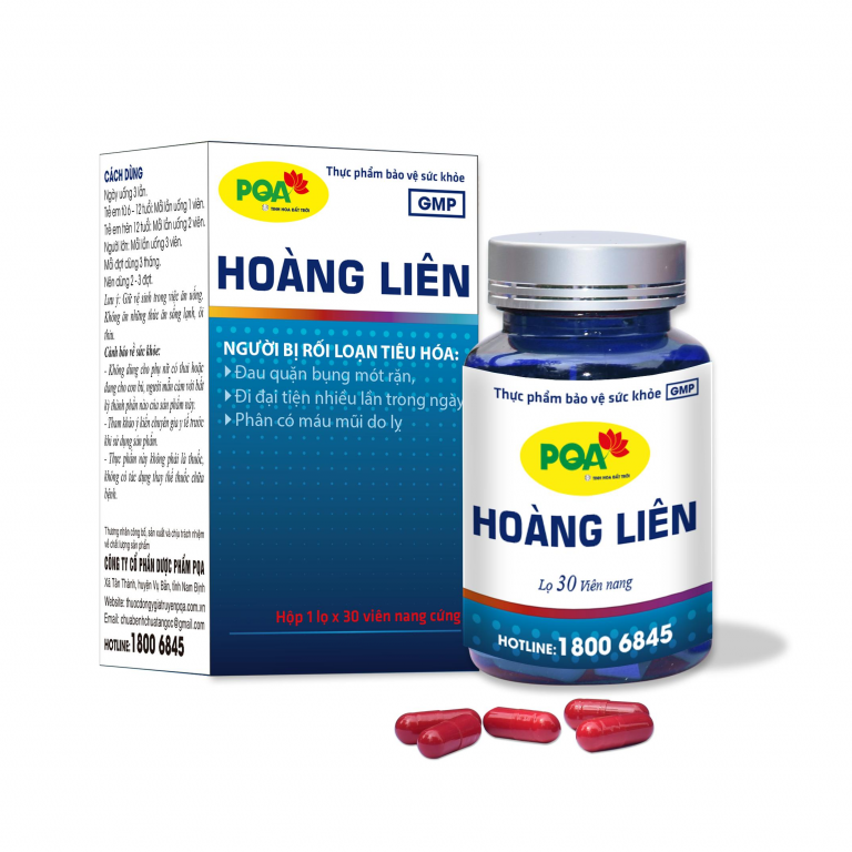 PQA Hoàng Liên là dược phẩm thảo dược có tác dụng ngăn ngừa co thắt ruột, đau bụng do lỵ dùng cho người bị rối loạn tiêu hóa, đau quặn bụng mót rặn.