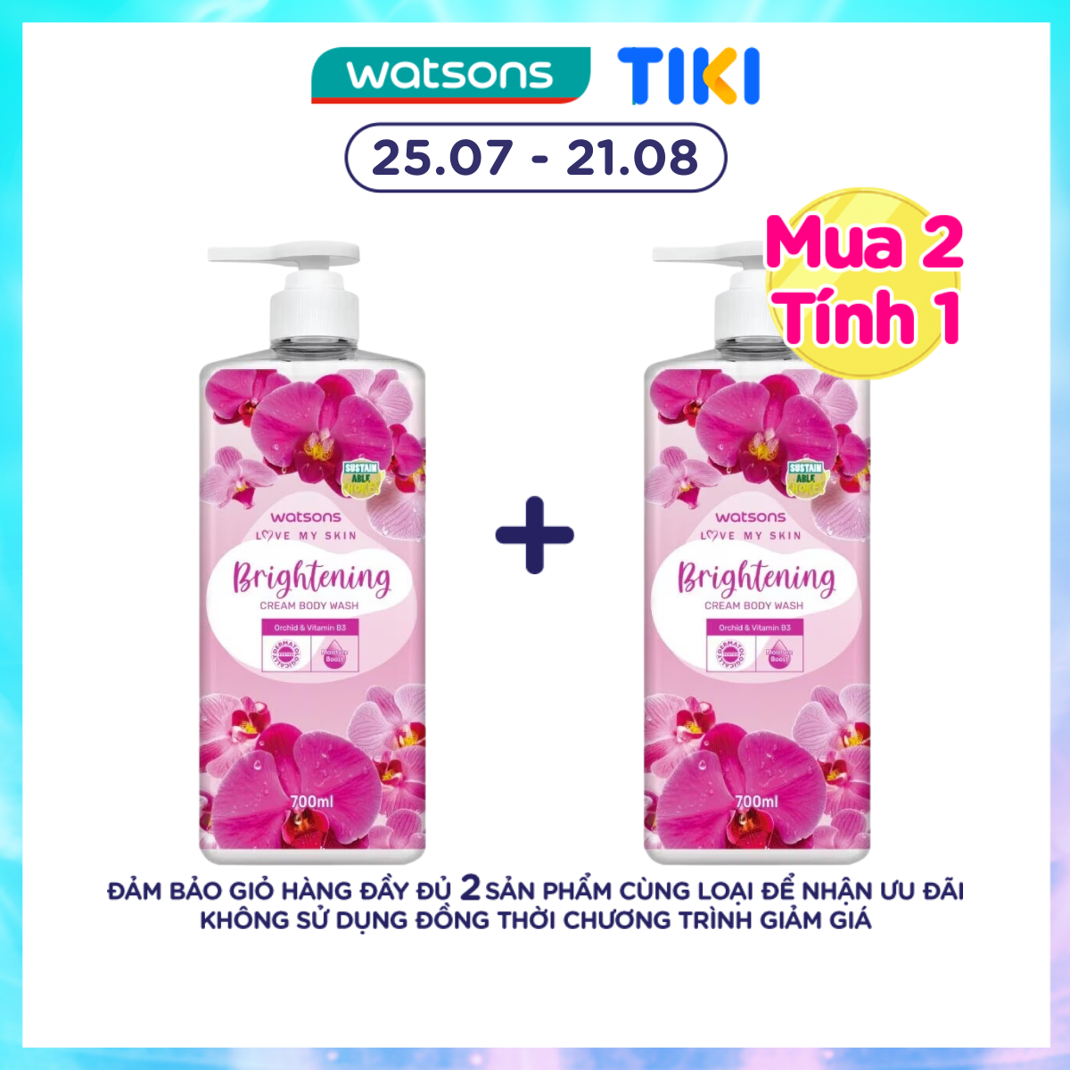 Kem Tắm Watsons Love My Skin Brightening Cream Body Wash 700ml