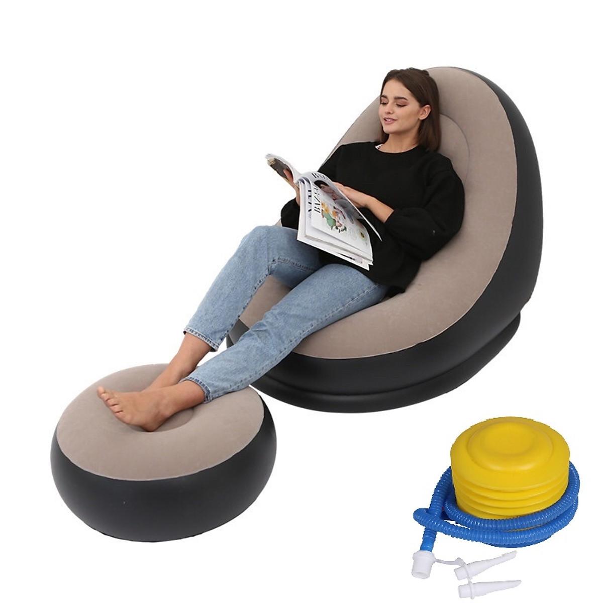 Ghế tựa lưng Sofa kèm ghế đôn bơm hơi