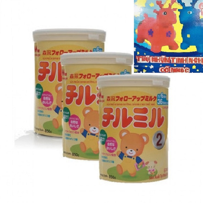 Combo 3 hộp sữa Morinaga Chilmil số 2 Tặng 1 Thú Nhún Cao Su có nhạc