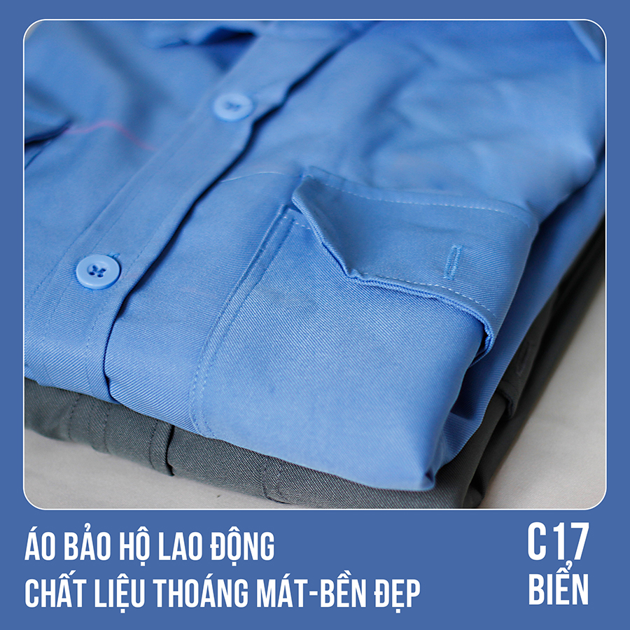 Áo bảo hộ lao động, chất liệu thoáng mát, bền đẹp - Mã C17 (BIỂN) - 5