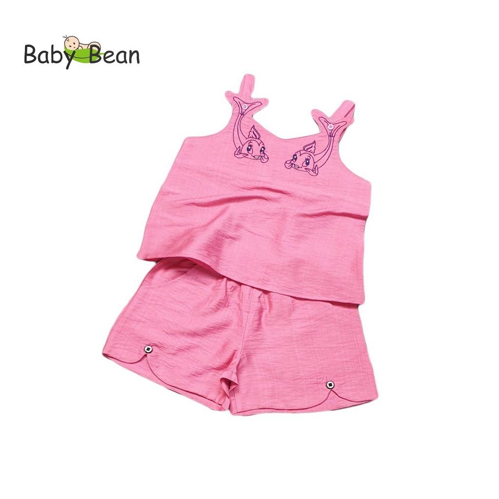 Bộ Đồ Đũi 2 Dây Đúp Thêu Cá Bé Gái BabyBean (8kg-31kg)