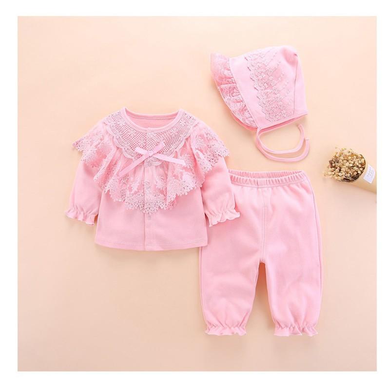 Bộ set 3 sơ sinh tiểu thư đầy tháng/thôi nôi bé gái 0-12m