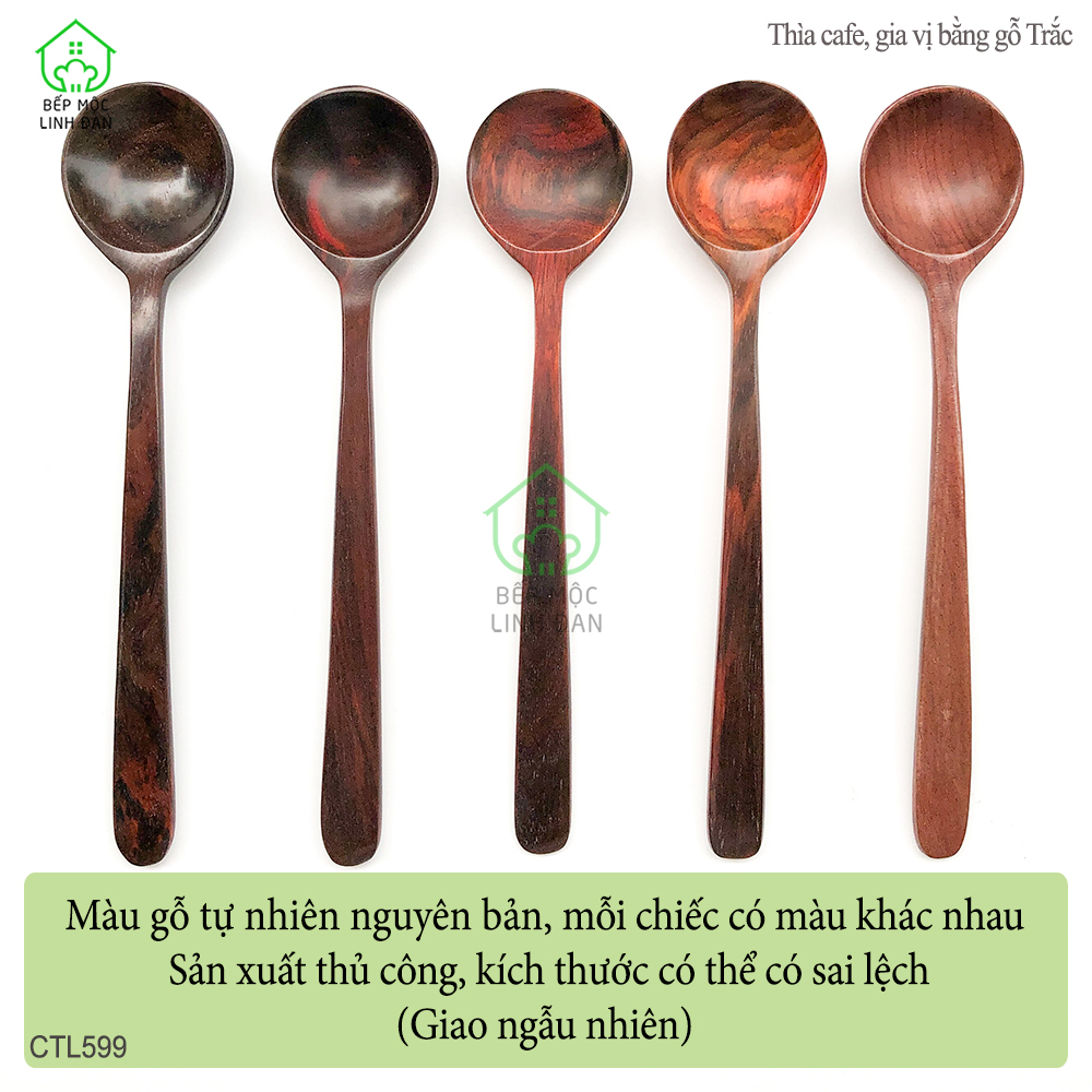 Thìa/Muỗng Ăn Cơm Gỗ Trắc Cẩm Lai Tự Nhiên Để Mộc HAHANCO [CTL599] Size 20cm