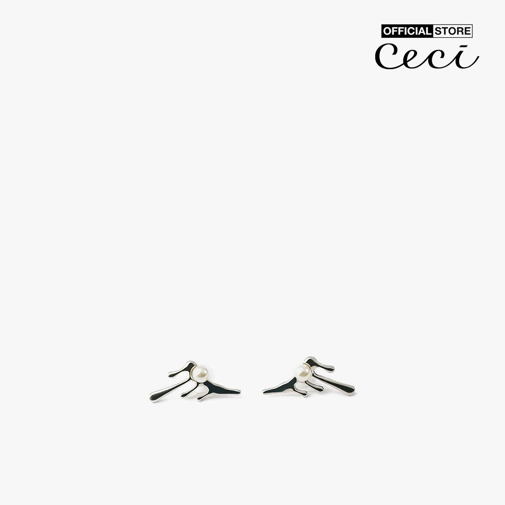 CECI - Khuyên tai nữ vệt nước đính ngọc trai sang trọng CC1-06000101