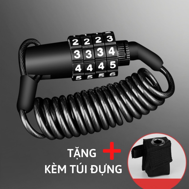 Khóa dây xe đạp 4 số chống trộm dài 1m5 tặng túi đựng treo xe - Khoá đa năng