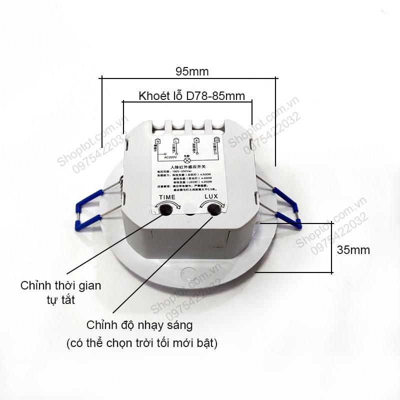 CÔNG TẮC CẢM BIẾN CHUYỂN ĐỘNG HỒNG NGOẠI 360 ĐỘ P095 LOẠI ÂM TRẦN D95