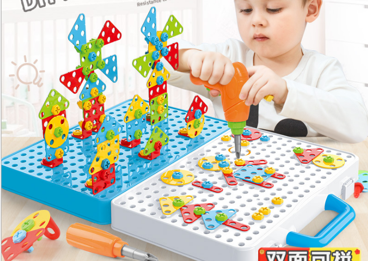 Đồ chơi trí tuệ lắp ráp an toàn cho trẻ,bộ lắp ghép sáng tạo building block,set gồm cả máy bắt vít và tua vít,hàng rất đẹp