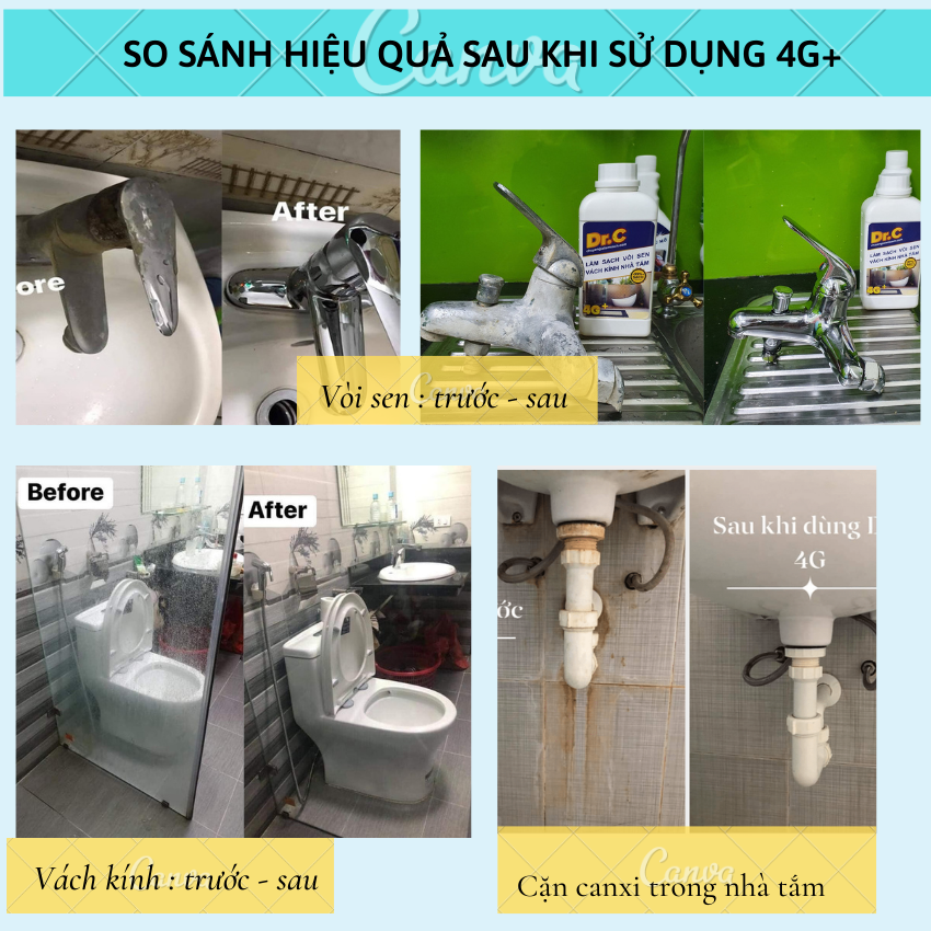 Tẩy Cặn Canxi, làm sạch VÒI SEN INOX, VÁCH KÍNH NHÀ TẮM (chai 300ml) TẶNG GIẤY ĐA NĂNG