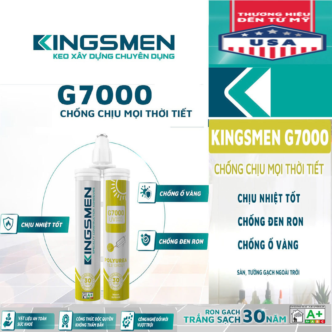 Keo Ron Gạch Epoxy G7000 - Thế Hệ Mới Kingsmen. RON GẠCH TRẮNG SẠCH 30 NĂM - Keo Ron gạch 2 thành phần