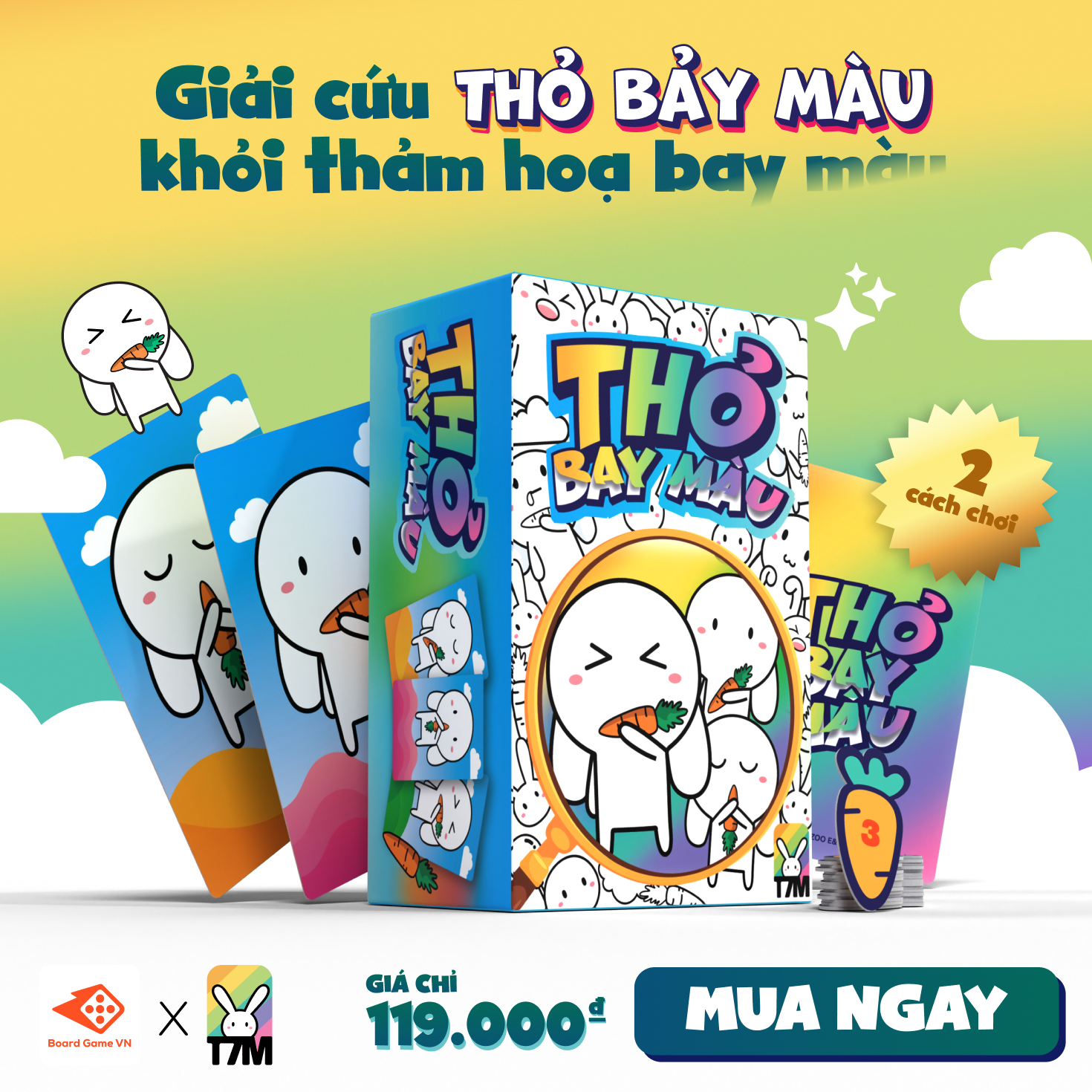 Bộ bài Thỏ Bay Màu Boardgame Hot nhất 2022