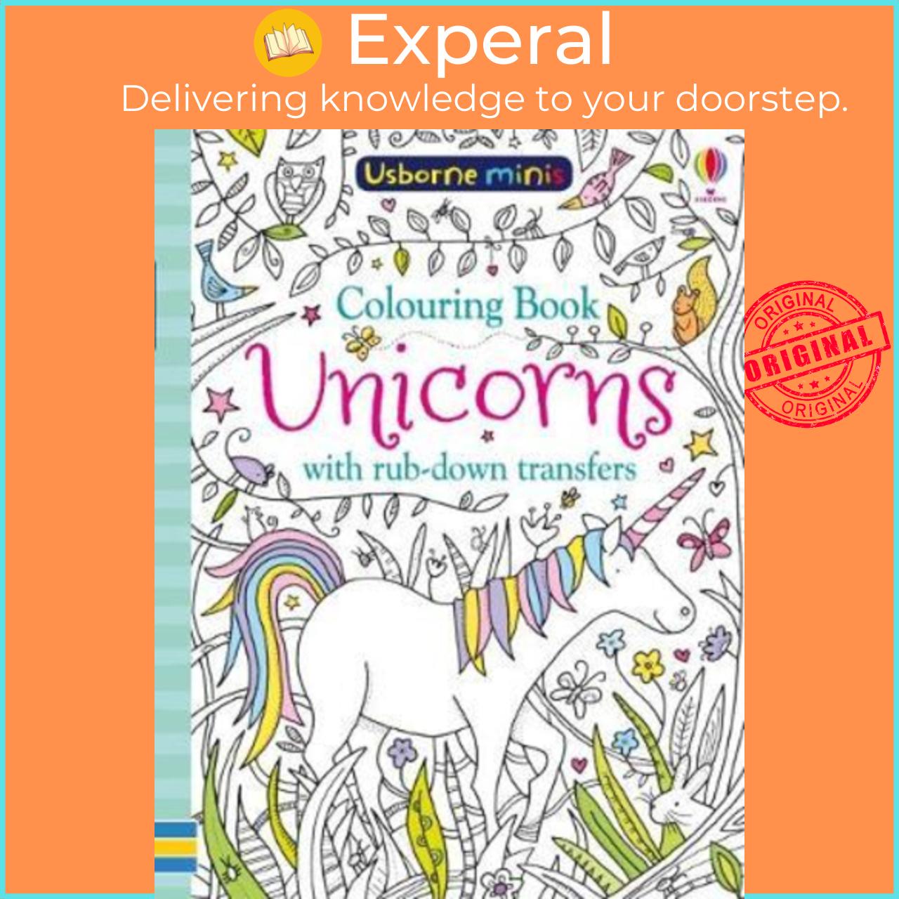 Hình ảnh Sách - Colouring Book Unicorns with Rub-Down Transfers by Sam Smith (UK edition, paperback)