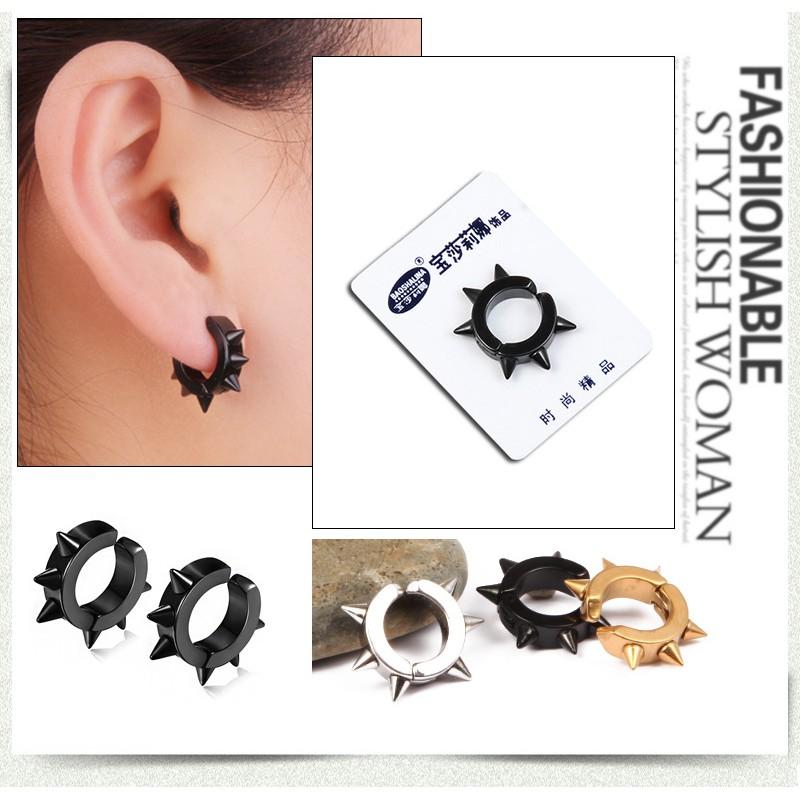 Khuyên Tai Bấm Unisex Gai Nhọn Cực Chất Kẹp, Sỏ Lỗ
