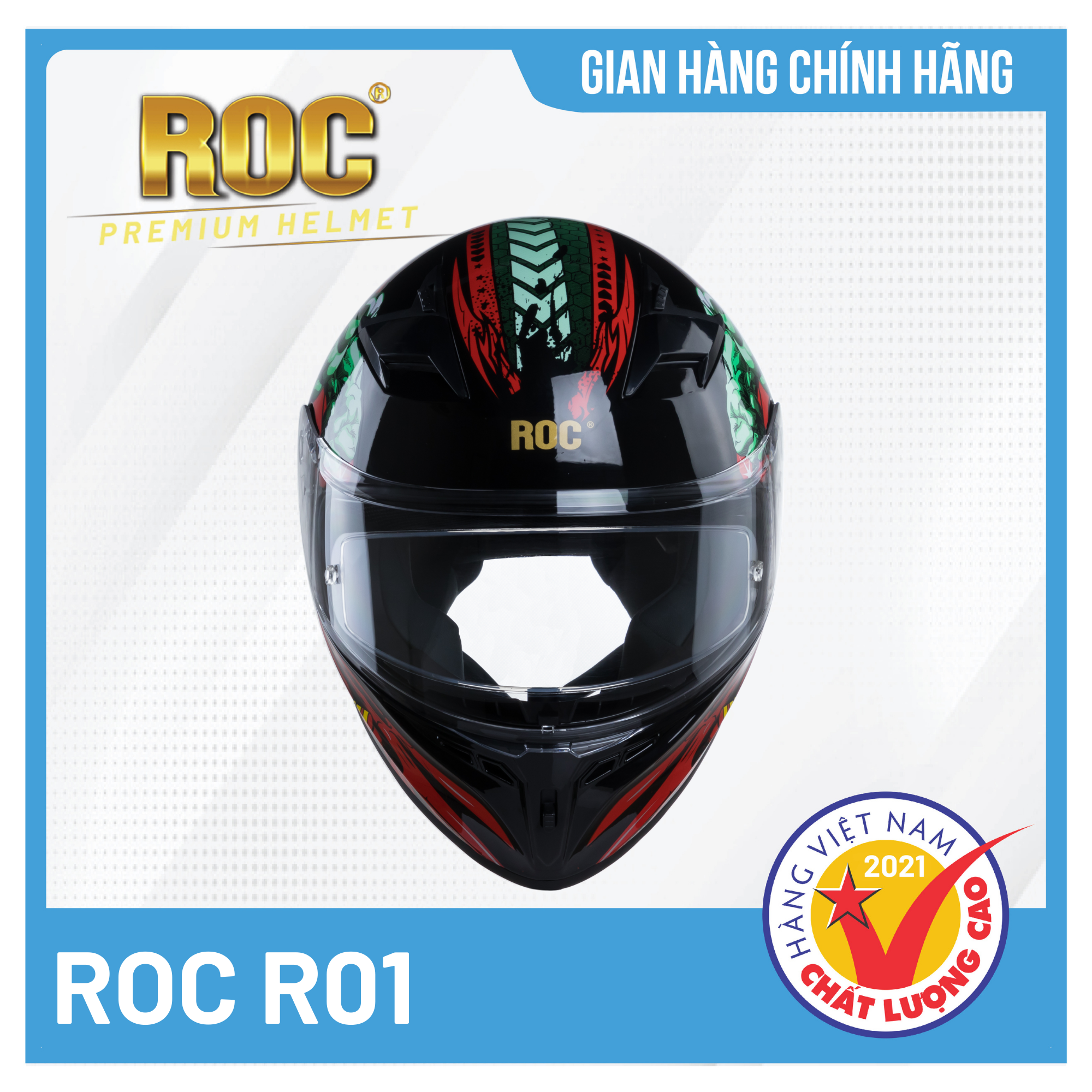 Mũ bảo hiểm Fullface ROC R01 Mạnh Mẽ, Cá Tính