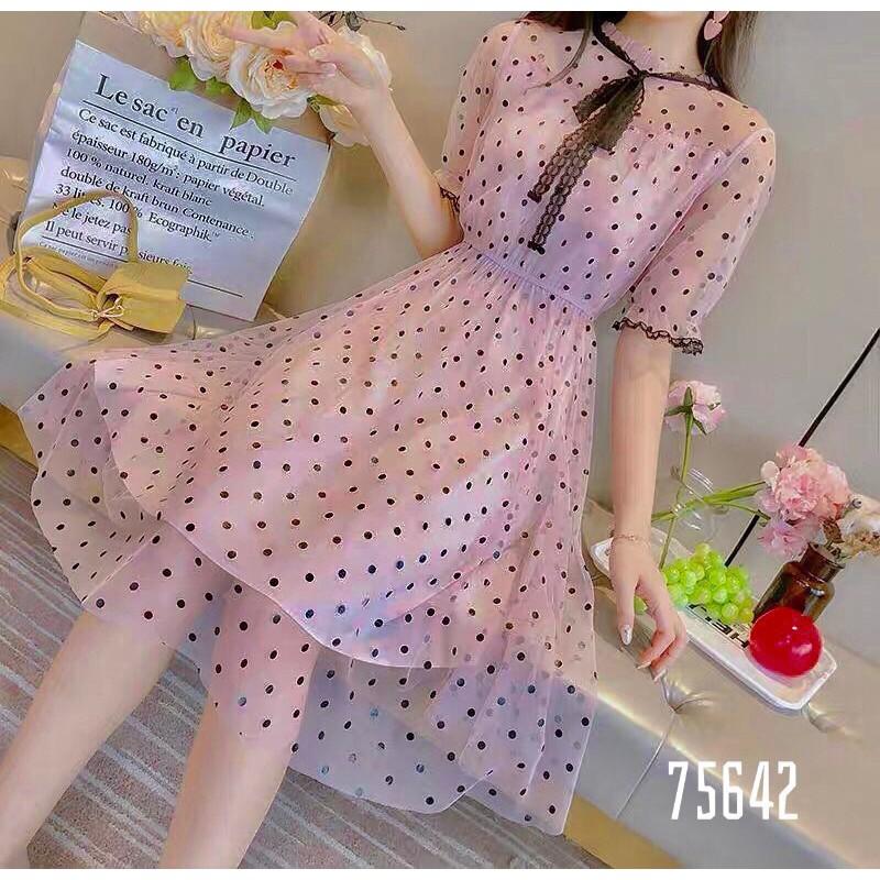 Đầm xòe tiểu thư phối voan xinh xắn cho nàng / có size XXL