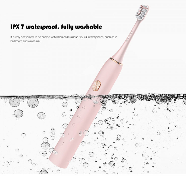SOOCAS X3 USB Rechargeable Sonic Electric Toothbrush IPX7 Waterproof with 4 Brushing Modes from Xiaomi youpin- Pink Bubblegum