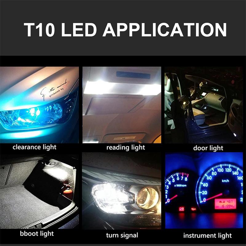 T10 xe hiển thị ánh sáng rộng LED,Đèn Led T10 Lắp Mặt Đồng Hồ,T10 W5W 168/501/2825 COB cho xe hơi Đầy 7 màu sắc Đèn