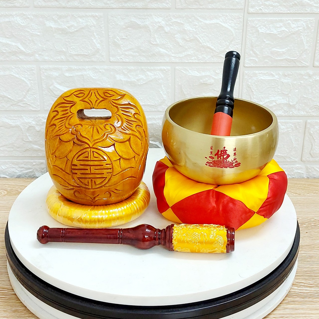 Bộ chuông mõ gia trì, chuông mõ tụng kinh cao cấp 5inch
