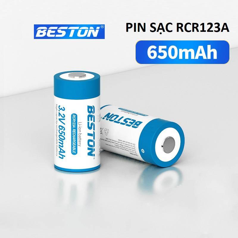 Pin sạc RCR123A 16340 BESTON Dung lượng cao 650mAh dùng cho máy ảnh, camera, thiết bị đo, đèn pin, ống nhòm - Hàng chính hãng