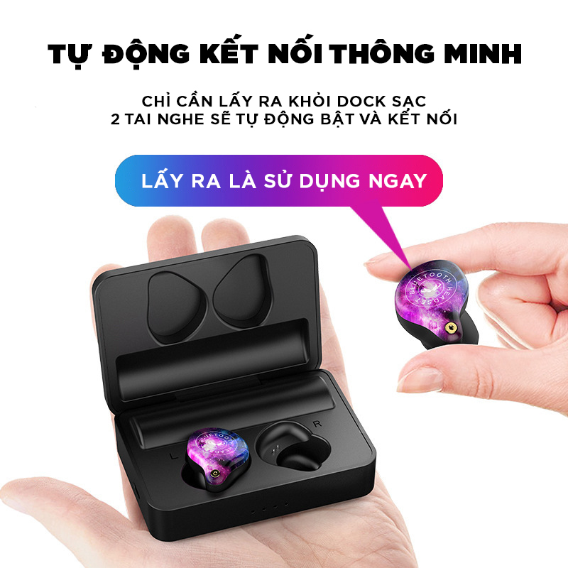 Tai Nghe Bluetooth 5.0 AION XS PLUS LED - (Tai Nghe Không Dây) Chống Nước - Chống ồn - Tích Hợp Micro - Tự Động Kết Nối - Nhỏ gọn - Âm Thanh 8.0 HD - Tương Thích Cao Cho Tất Cả Điện Thoại - HÀNG CHÍNH HÃNG