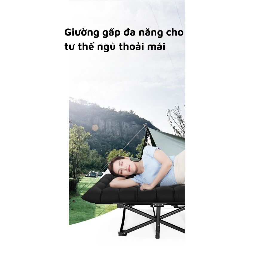 Giường Xếp Gấp Gọn Ngủ Trưa Kèm Đệm, Giường Xếp Thư Giãn, Ghế Gấp Văn Phòng Đa Năng