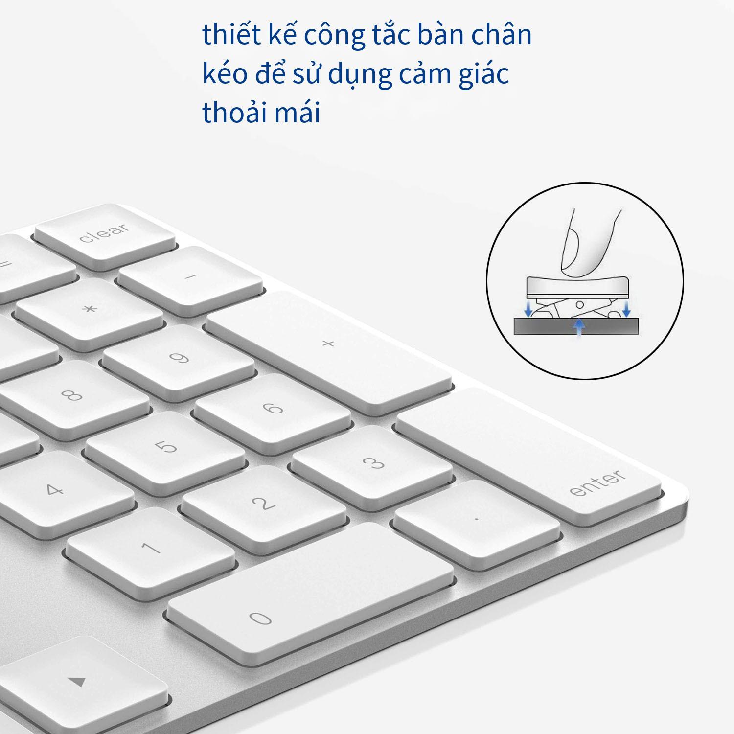 Hợp kim nhôm thuận lợi nhất Bàn phím kỹ thuật số Bluetooth 34 phím có thể sạc lại Bàn phím kỹ thuật số không dây Bluetooth Bàn phím kỹ thuật số không dây mỏng