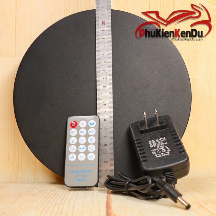 Bàn xoay trưng bày sản phẩm, đế xoay trưng bày sản phẩm, cao cấp 22cm, tải 50kg, remote điều chỉnh tốc độ
