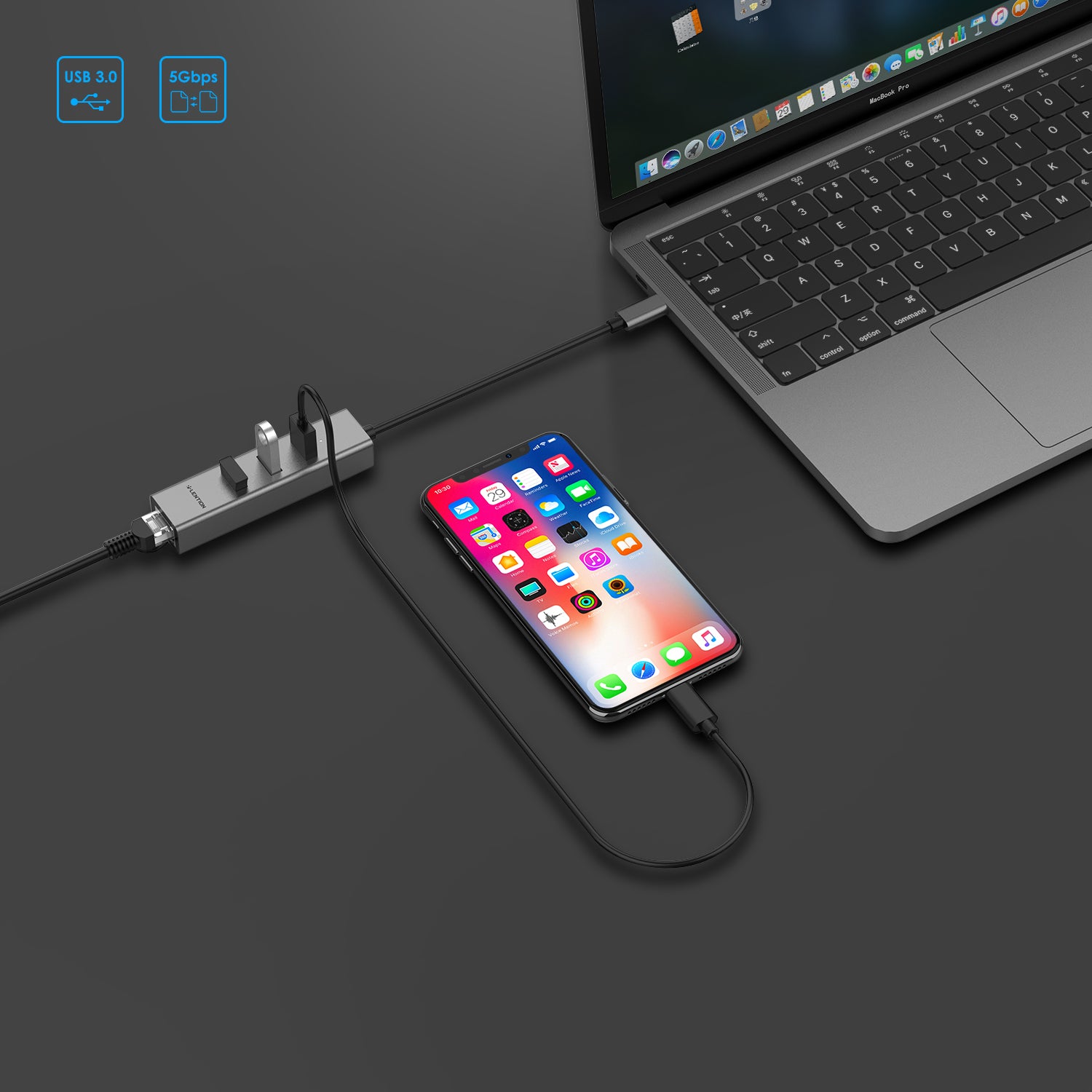 Bộ chuyển đổi USB-C 4 trong 1 Lention C23s Hàng Chính Hãng