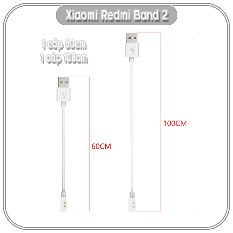 Cáp sạc cho Xiaomi band 8 - 8 Pro - Redmi Watch 4 - Redmi Band 2 60 - 100cm