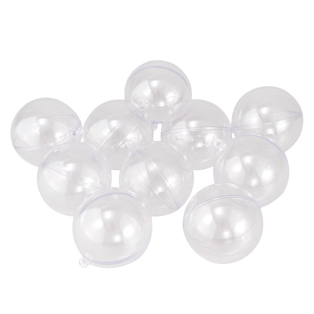 2x10pcs Clear Plastic Fillable Ball Ornaments Christmas Candy Box Crafts 6cm