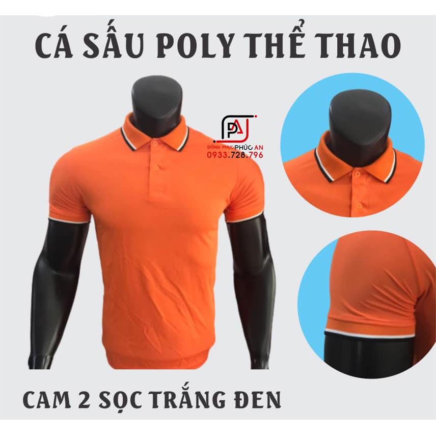 Áo thun cổ sọc nam nữ chất vải co giãn thể thao