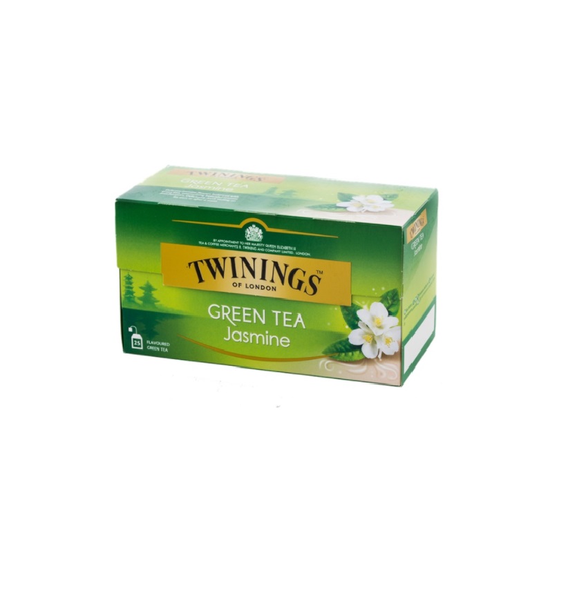 Trà túi lọc TWININGS OF LONDON Jasmine Green Tea - Trà xanh Hoa Nhài (Hộp 25 gói x 2g)