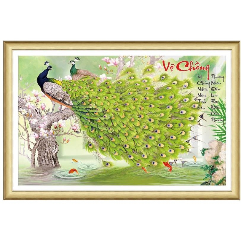 tranh thêu chữ thập Vợ chồng 88x58cm - chưa thêu