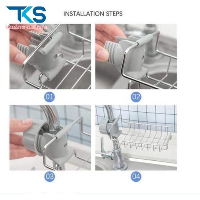 Kệ để đồ rửa chén cạnh vòi rửa chất liệu inox 304 chắc chắn