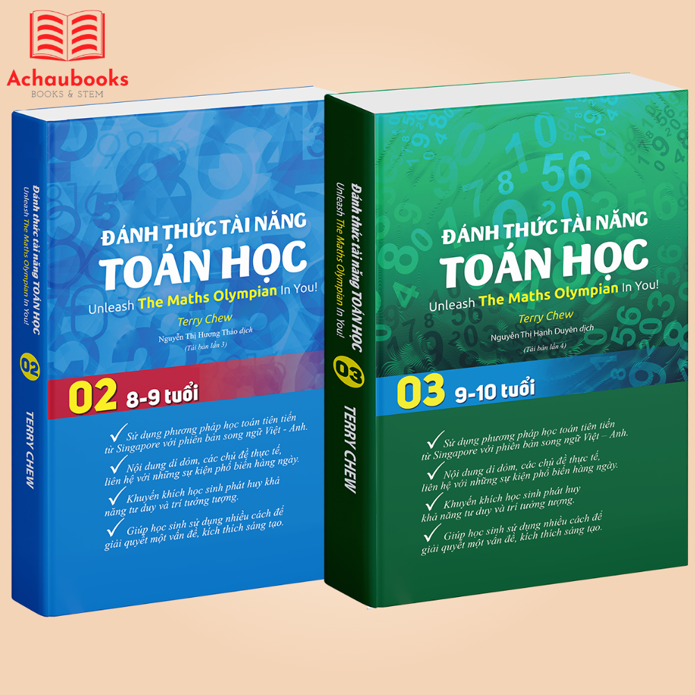 Sách - Đánh Thức Tài Năng Toán Học 2 Và 3, Toán Song Ngữ Singapore Lớp 2 Và Lớp 3 Bộ 2 Cuốn, 8 - 10 Tuổi